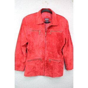 Jessi Lee 100% Leather Red Western‎ Prairie Jacket-Size Medium-Pockets